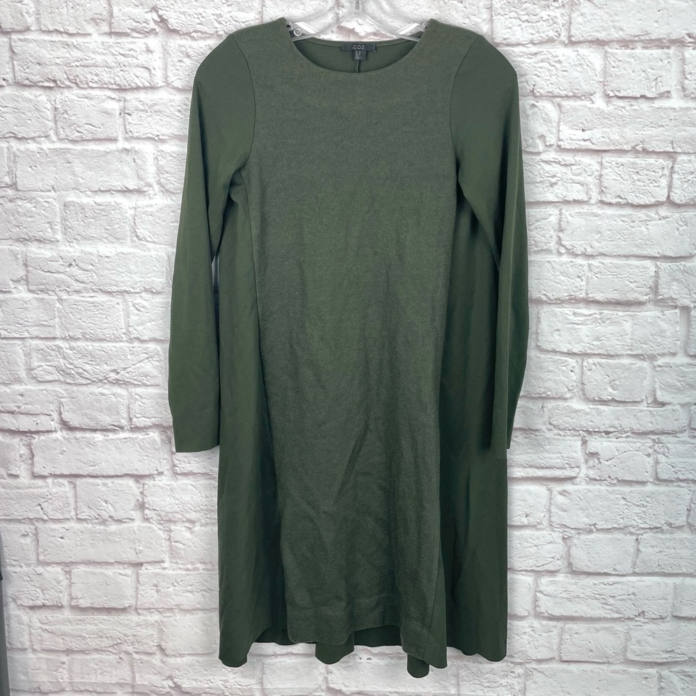 COS Wool Blend Green A-Line Dress Size XS